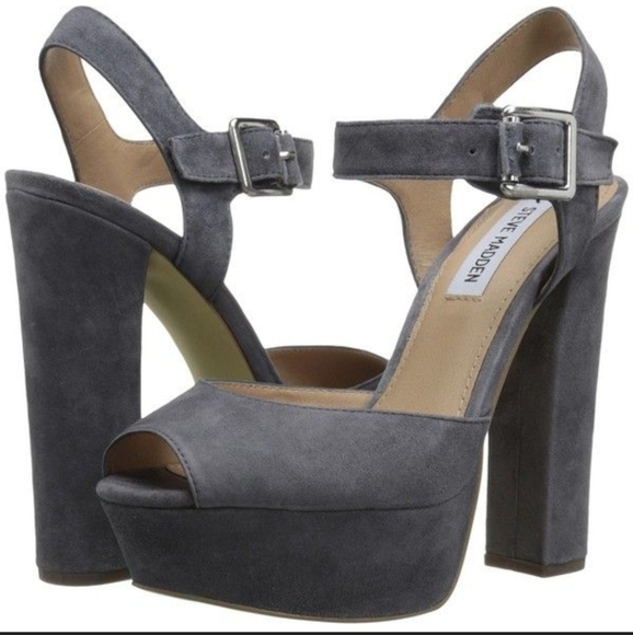 STEVE MADDEN Jillyy gray suede platform heels - Picture 2 of 11